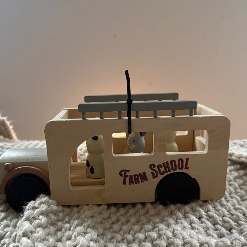 Hearth and Hand farm School Wooden Toy Bus with animals